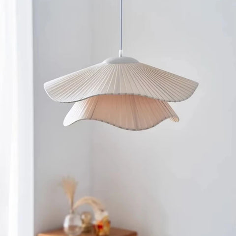 Nordic Fabric Pendant Light – White E27 LED Chandelier