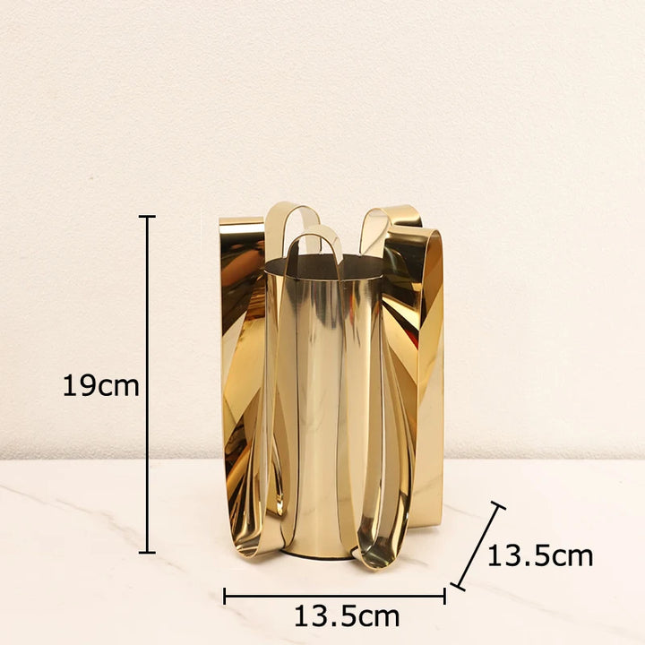 Silver-Plated Metal Vase – Modern Decorative Flower Pot