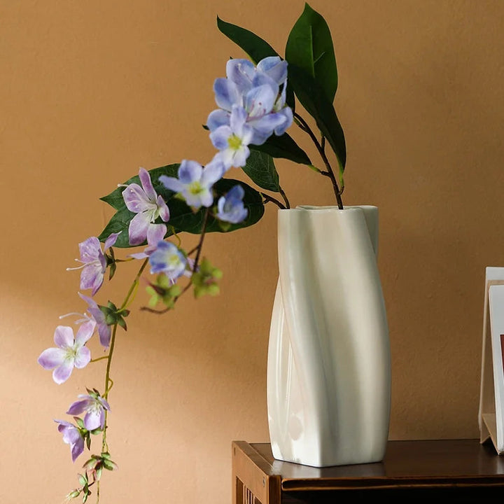 Colorful Curved Ceramic Vase – Modern Table Centerpiece