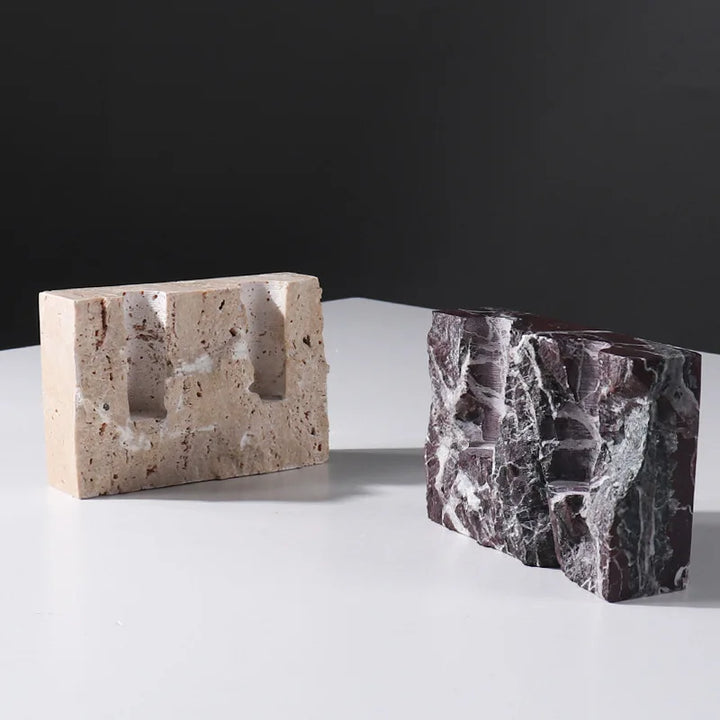 Natural Marble Candle Holder – Vintage Travertine Candlestick