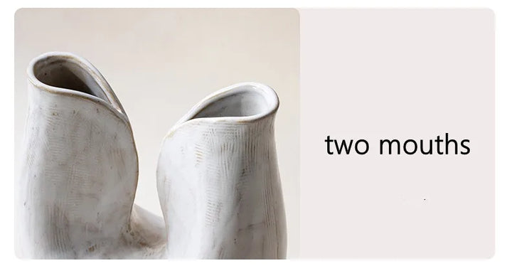 Double Mouth Ceramic Vase – Nordic Retro Home Decor