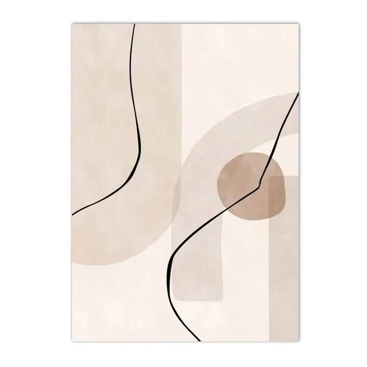 Abstract Beige Geometry Canvas – Modern Boho Wall Art
