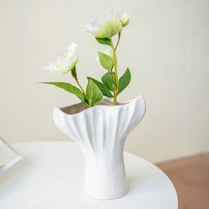 Geometric Ceramic Vase – Nordic Triangle Mouth Centerpiece