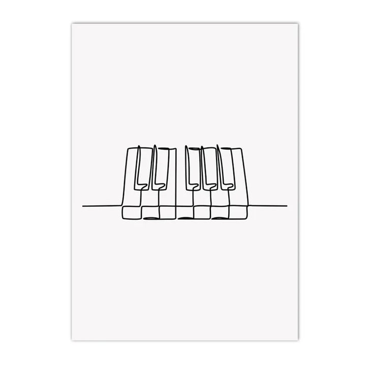 Lienzo abstracto con teclado de piano en blanco y negro: pósteres de pared con partituras nórdicas para decorar el dormitorio y la sala de estar.