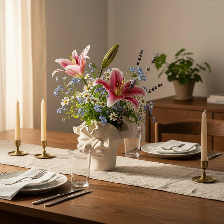 Minimalist Boho Porcelain Flower Vase for Modern Home Decor