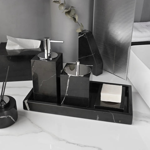Black Nero Marquina Marble Bathroom Set – Luxury Accessories