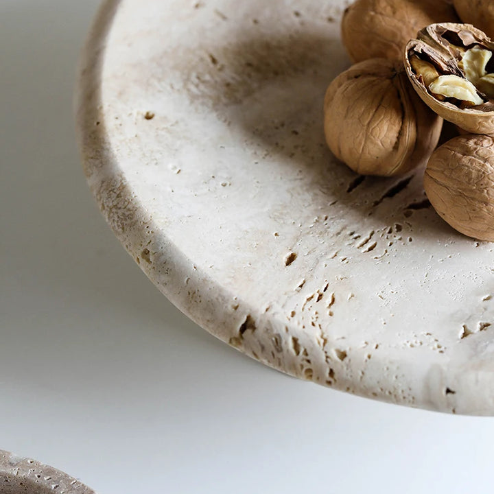 Wabi Sabi Travertine Decorative Tray – Marble Fruit Bowl