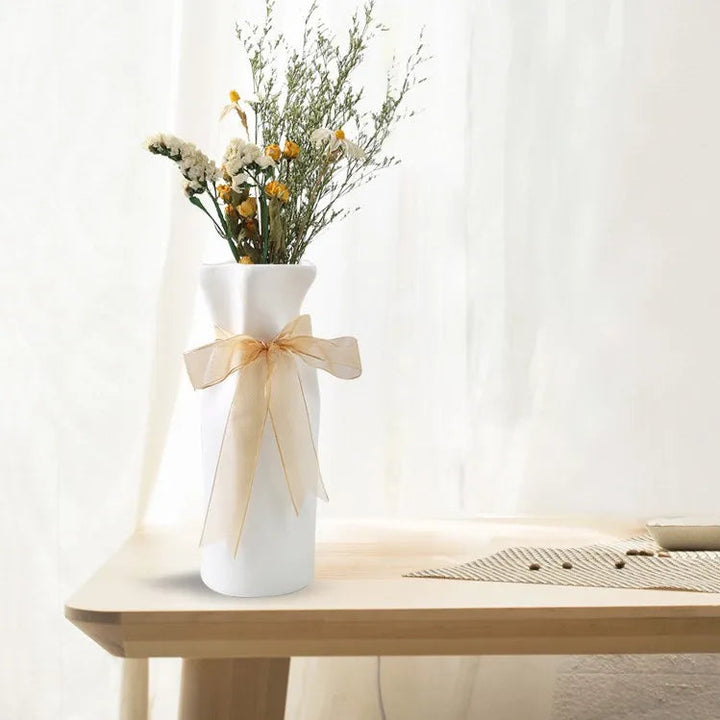 Ceramic Paper Bag Vase – Nordic Modern Home Decoration