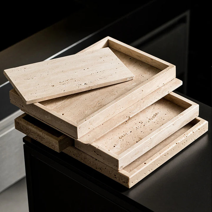 Natural Travertine Counter Tray for Bathroom & Kitchen