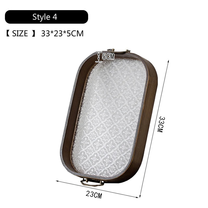 Acrylic Bamboo Tea & Pastry Tray – Minimalist Handle Serving Tray for Home, Kitchen, or Hotel