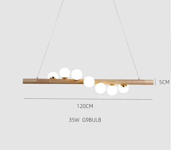 Nordic Wood Pendant Light – Modern Chandelier for Dining Room, Kitchen Island, Bedroom or Living Space (2/5/7 Heads)