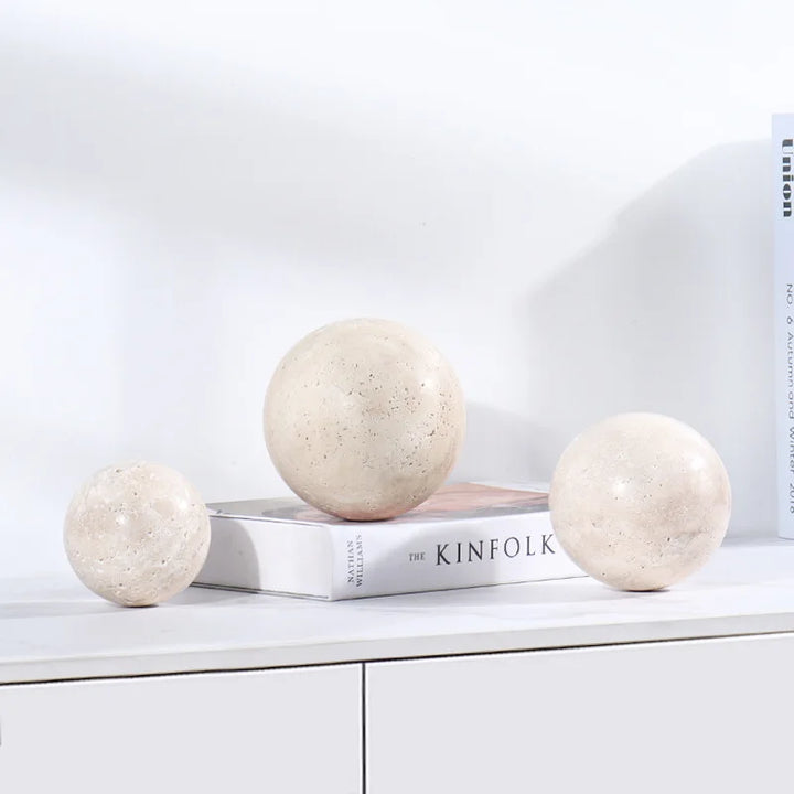 Natural Marble Decorative Sphere – Travertine Stone Ball Décor