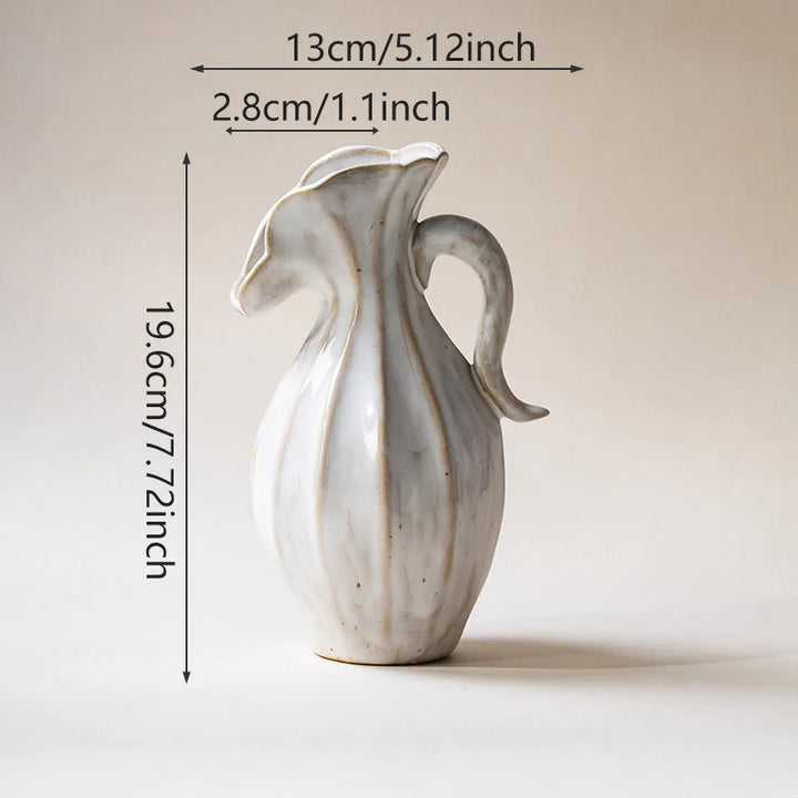 One-Handled Ceramic Vase – Modern Nordic Minimalist Decor