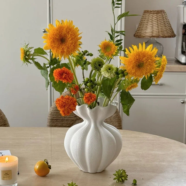 Handmade Folded Ceramic Vase – Modern Decorative Flower Pot for Tabletop & Home Decoration