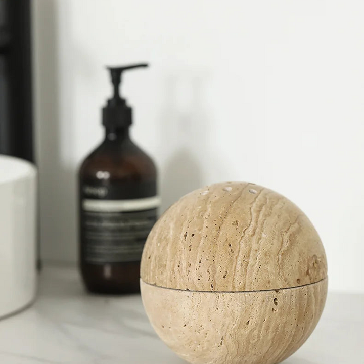 Beige Travertine 9-Hole Sphere Incense Burner