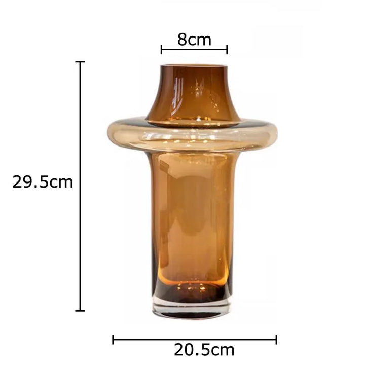 Amber Glass Tower Vase – Modern Decorative Flower Pot
