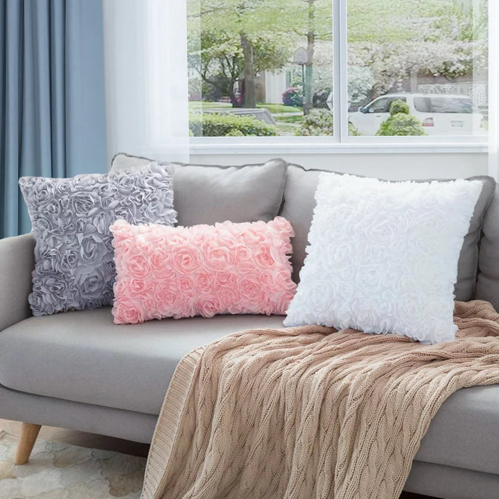 Rose Embroidered Pillow Cover – Decorative Cushion