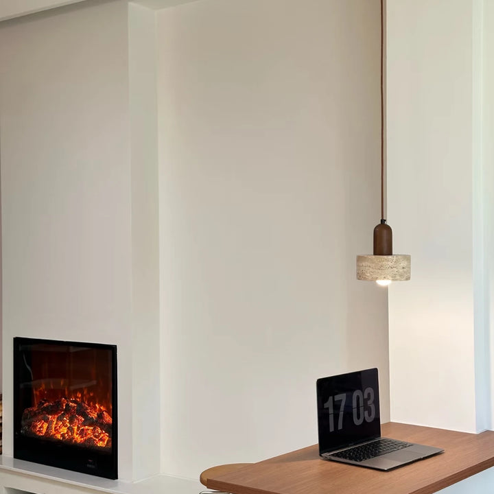 Yellow Travertine Pendant Lamp – Wabi-Sabi Marble Light