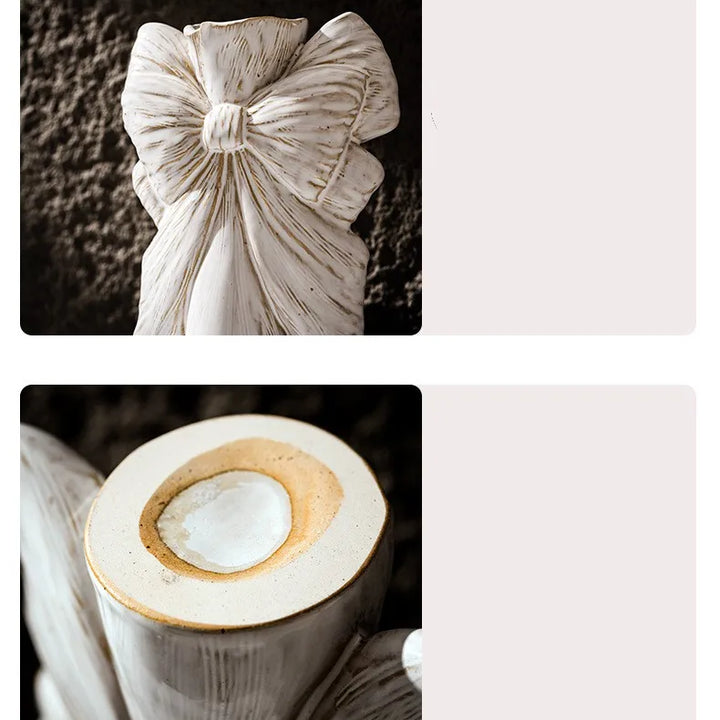 Nordic Bow Ceramic Vase – Retro Minimalist Centerpiece