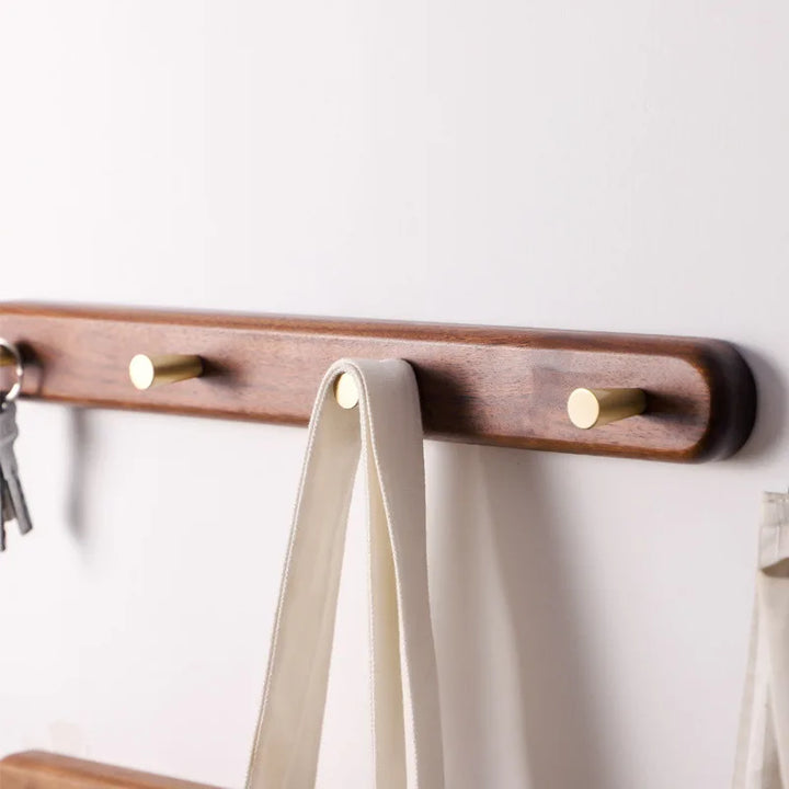 Black Walnut Wall Hook with Brass – Modern Clothes Hanger