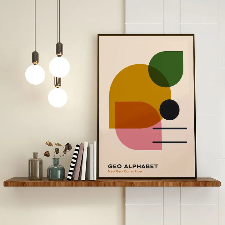 Retro Bauhaus Canvas Print – Abstract Geometric Wall Art