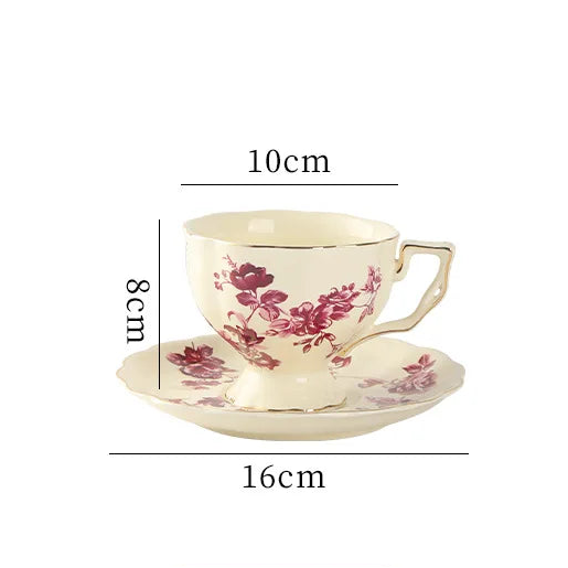 Vintage Lemon Porcelain Coffee Mug with Tray