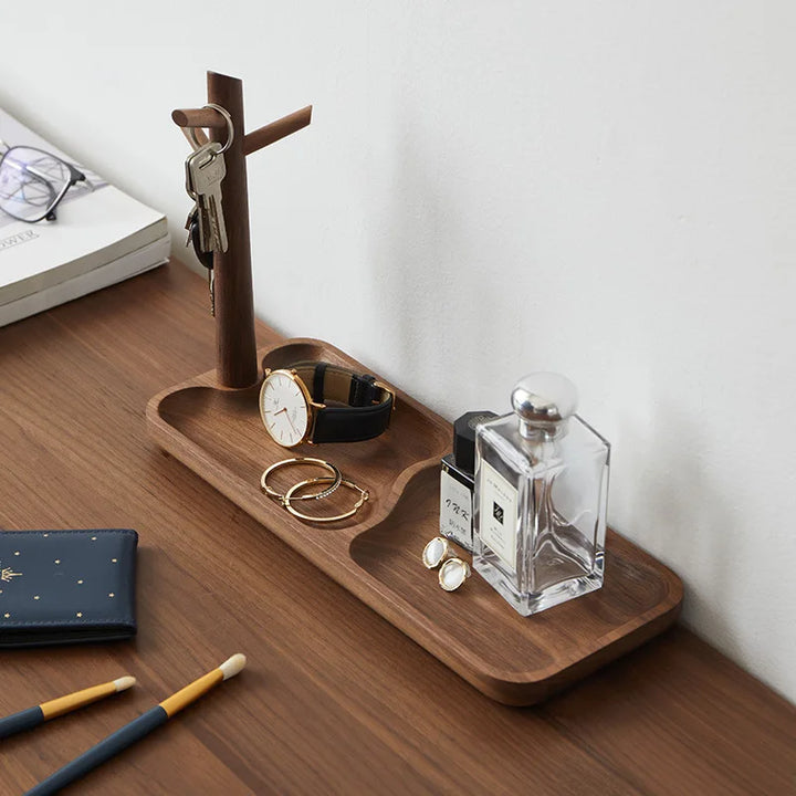 Wooden Key Storage Tray with Tree Design – Entrance Foyer Organizer, Jewelry Holder & Decorative Display Stand