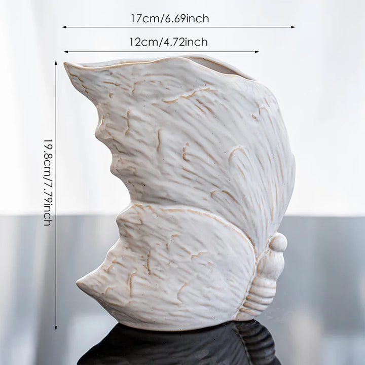 Vintage Floral Ceramic Vase – Rustic Table Centerpiece