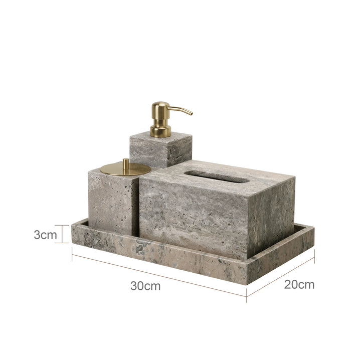 Grigio Travertine Bathroom Set – Natural Marble Accessories