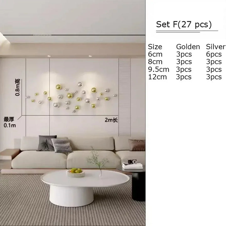 Golden and Silver Ball Wall Hanging Set – Modern Decor