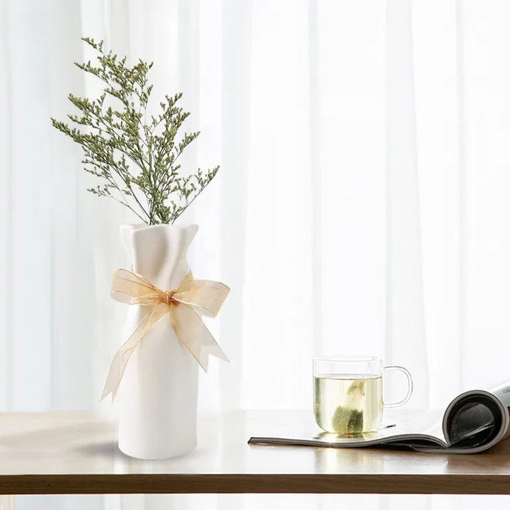 Ceramic Paper Bag Vase – Nordic Modern Home Decoration