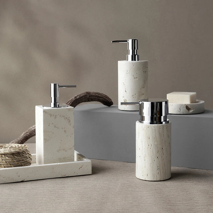 Beige Travertine Bathroom Set – Natural Marble Accessories