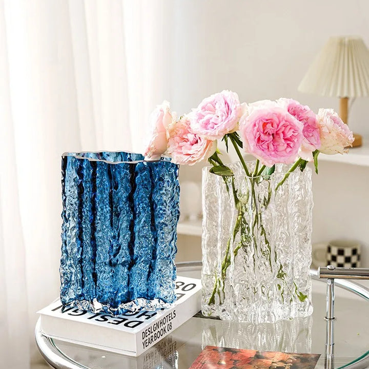Creative Glacier Glass Vase – Modern Transparent Decor