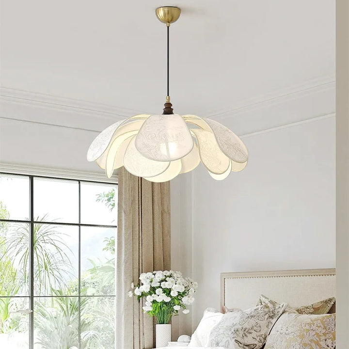 Cream Fabric Pendant Light – Nordic French Retro Chandelier