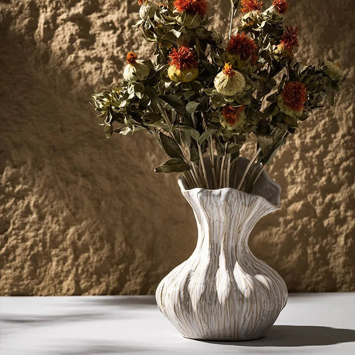 Wabi Sabi Ceramic Vase – Retro Centerpiece for Dried Flowers