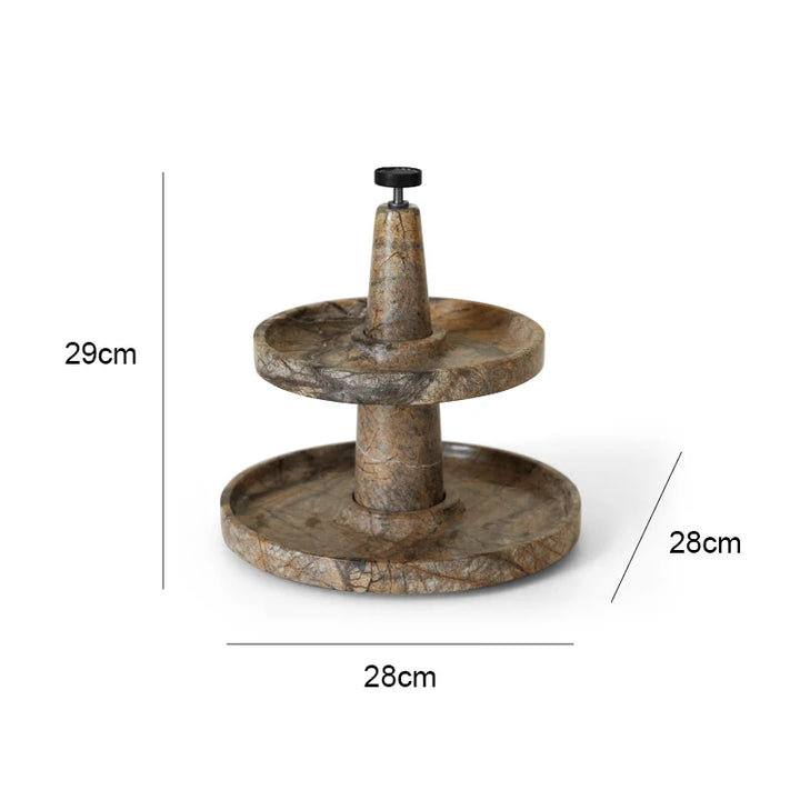 Two-Tier Coffee Brown Marble Serving Tray