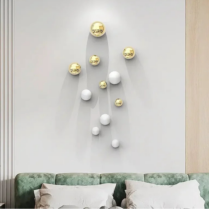 Golden and Silver Ball Wall Hanging Set – Modern Decor