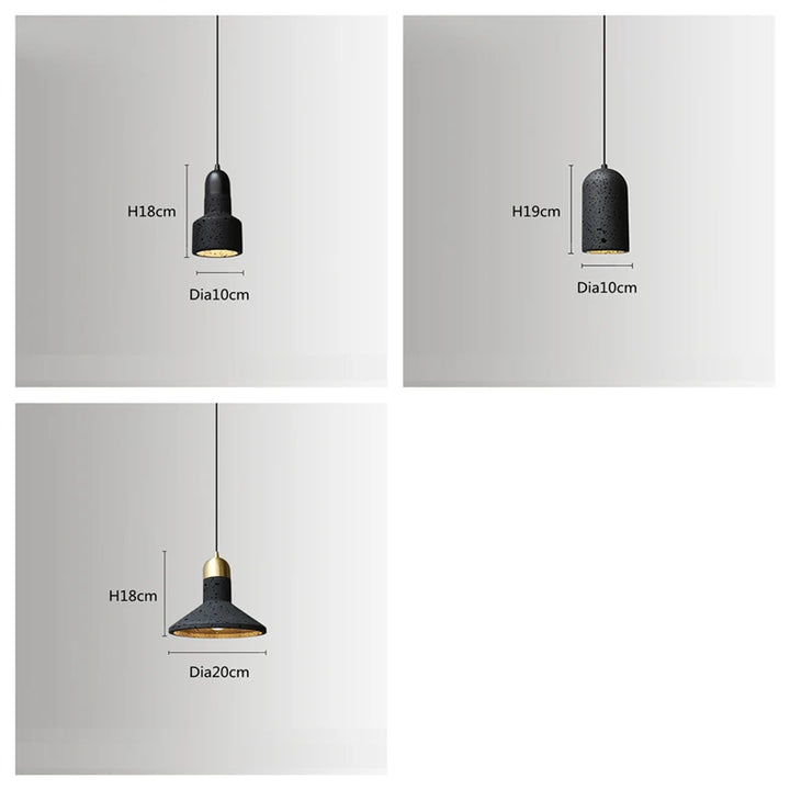 Industrial Black Stone Pendant Lamp – Nordic Retro LED Chandelier