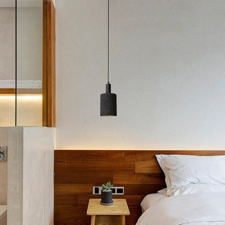 Industrial Black Stone Pendant Lamp – Nordic Retro LED Chandelier