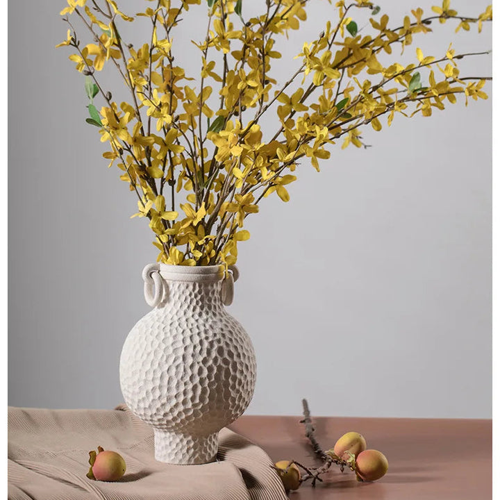 Nordic Ceramic Amphora Vase – Handmade Table Centerpiece