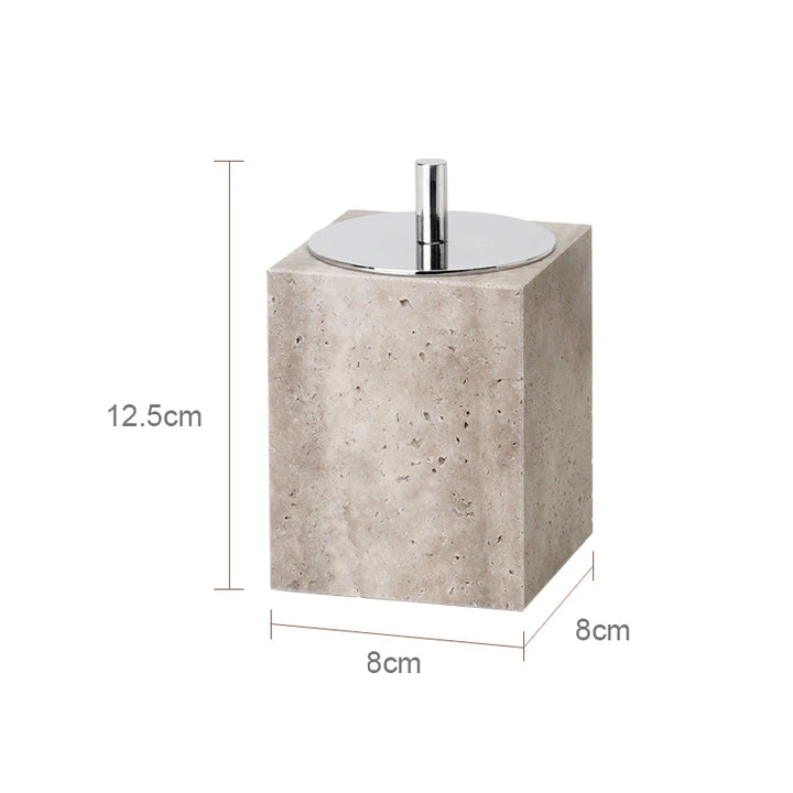 Grigio Travertine Bathroom Set – Antique Natural Stone Accessories with Soap Dispenser, Tray, Diffuser & More