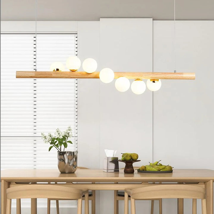Nordic Wood Pendant Light – Modern Chandelier for Dining Room, Kitchen Island, Bedroom or Living Space (2/5/7 Heads)