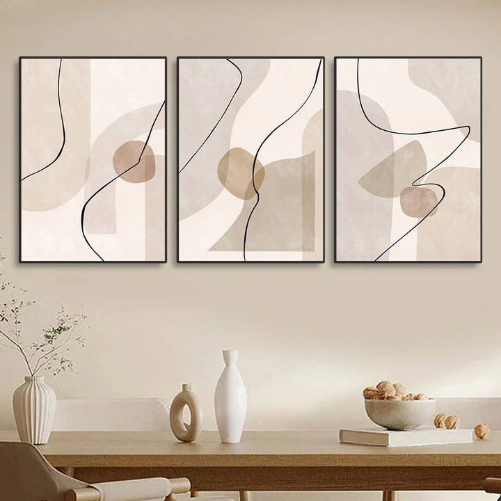 Abstract Beige Geometry Canvas – Modern Boho Wall Art