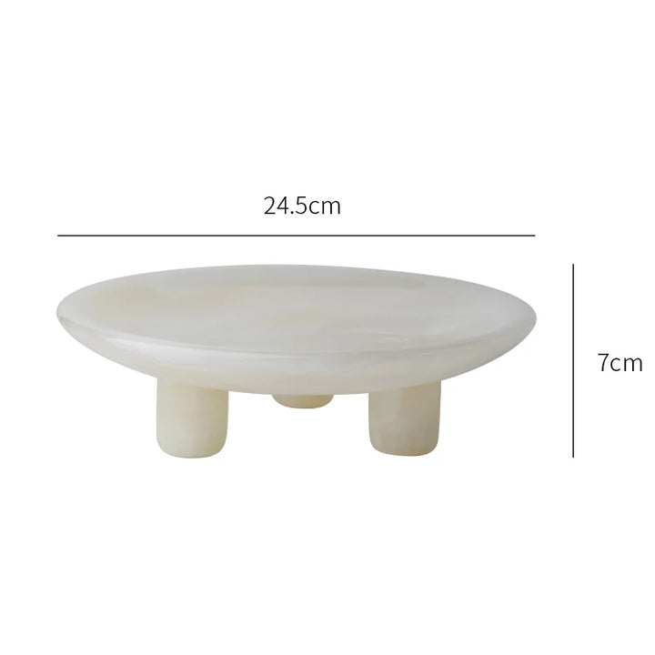 White Onyx Marble Vanity Tray – Luxury Stone Organizer for Perfume, Jewelry & Coffee Table Décor