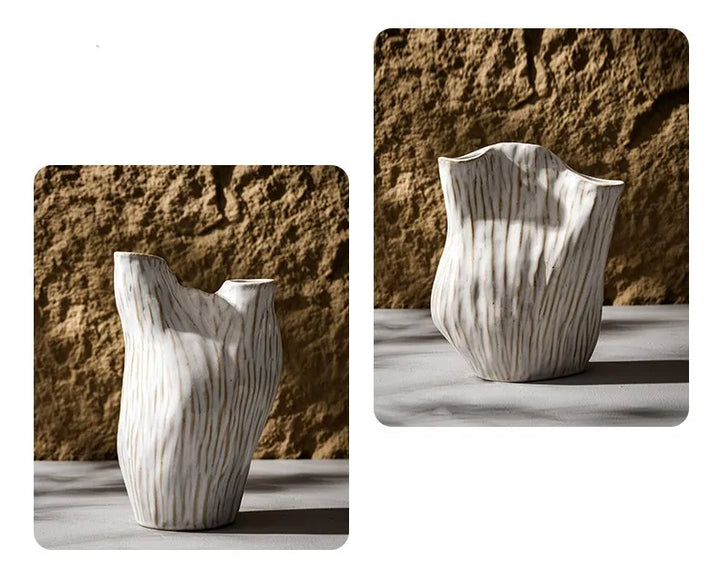 Double Mouth Ceramic Vase – Wabi Sabi Nordic Home Decor