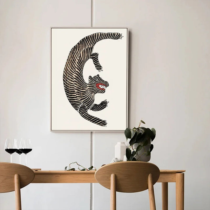 Japanese Tiger Canvas – Minimalist Animal Wall Art