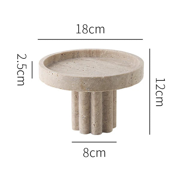Luxury Travertine Marble Tray with Legs – Decorative Stone Serving Tray for Coffee Table, Vanity, or Candle Display