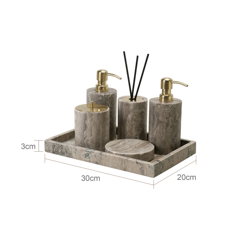 Grigio Travertine Bathroom Set – Natural Marble Accessories
