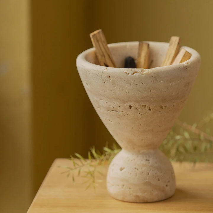 Natural Travertine Marble Incense Burner