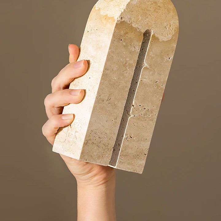 Minimalist Travertine Sculpture – Luxury Marble Home Décor